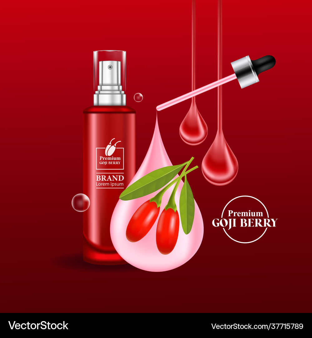 Goji Berry Serum für Hautpflegeprodukte Goji Berry Serum für Hautpflegeprodukte vektorbild