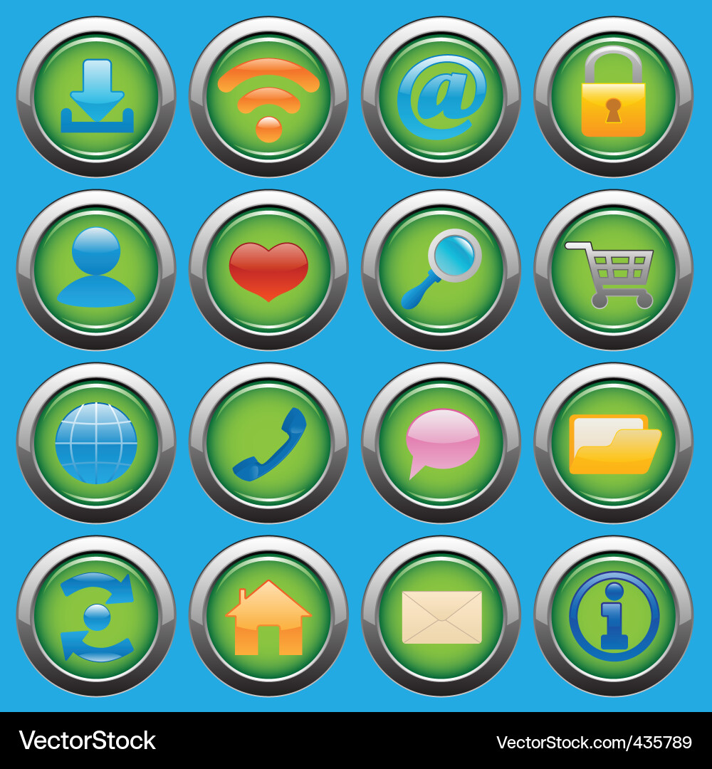 Internet web glossy icons set Vector Image