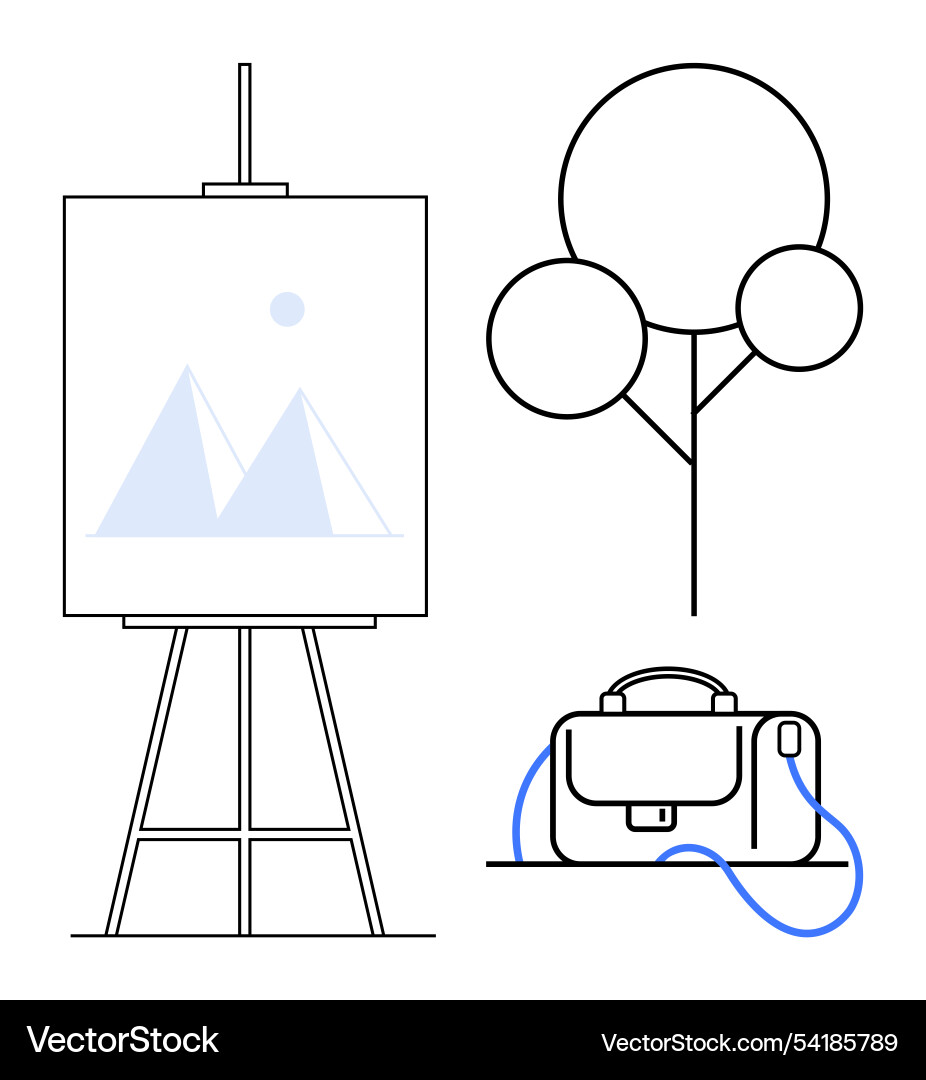 Minimalist design with easel tree outline Minimalist design with easel tree outline Vector Image
