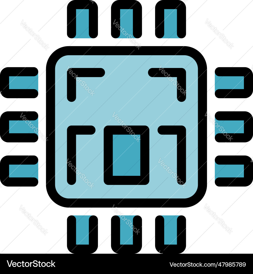 Processor overview icon flat Processor overview icon flat vector image