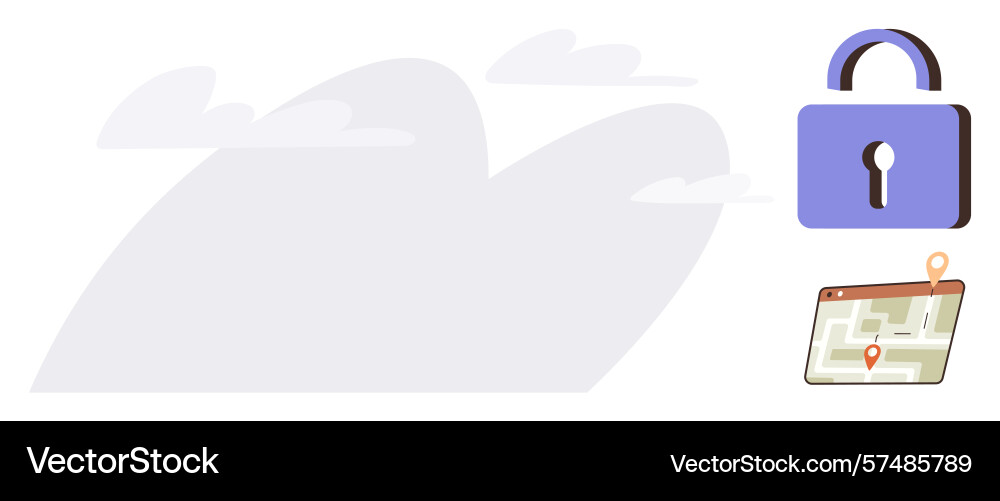 Security and navigation concept with lock icon Security and navigation concept with lock icon vector image
