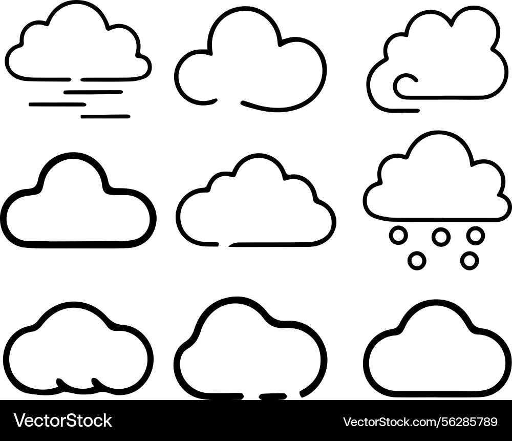 Set of cloud icons in a grid layout Vector Image