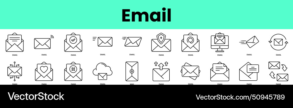 Set of email icons linear style icon bundle vector image
