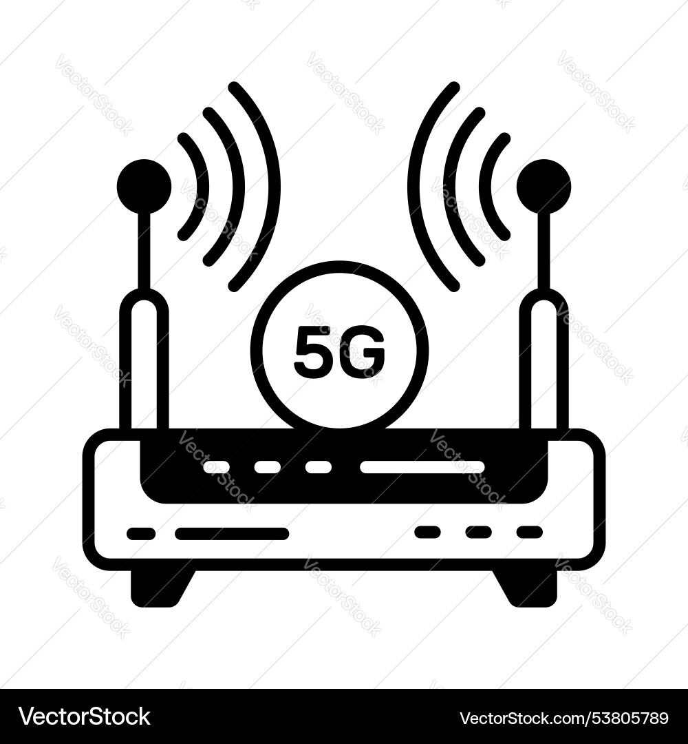 Wifi router with 5g internet signals denoting vector image