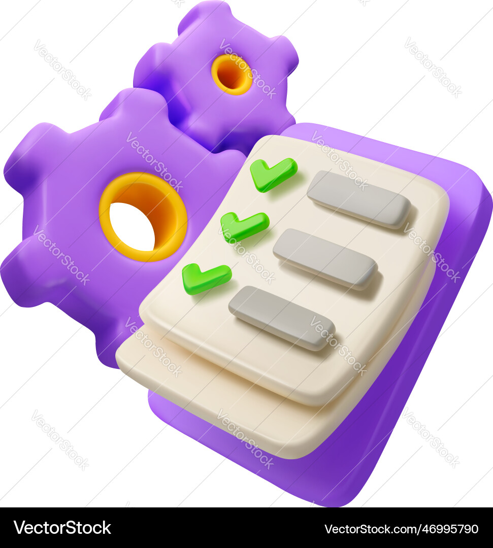 3d icon technical checklist 3d icon technical checklist vector image