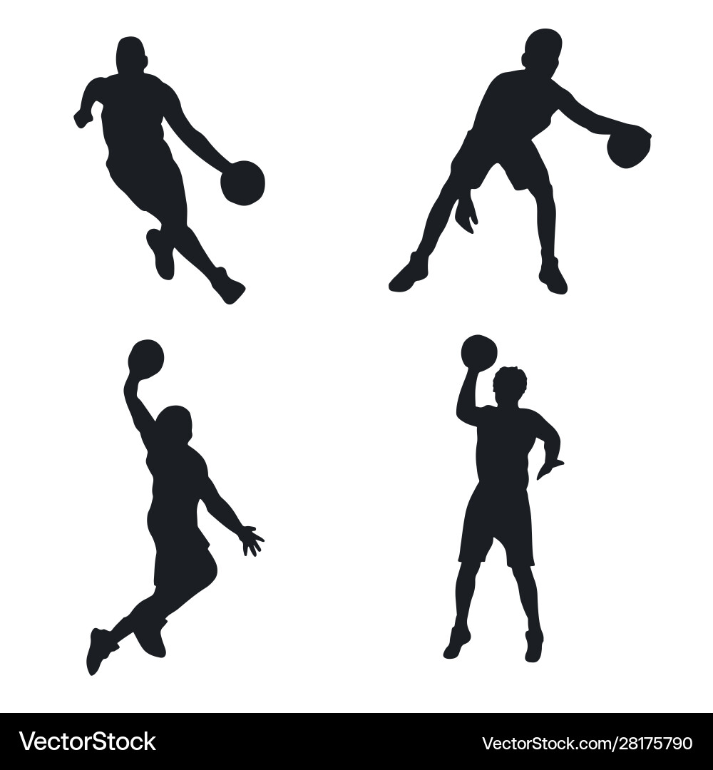 Basketball Player Silhouettes Set vector image