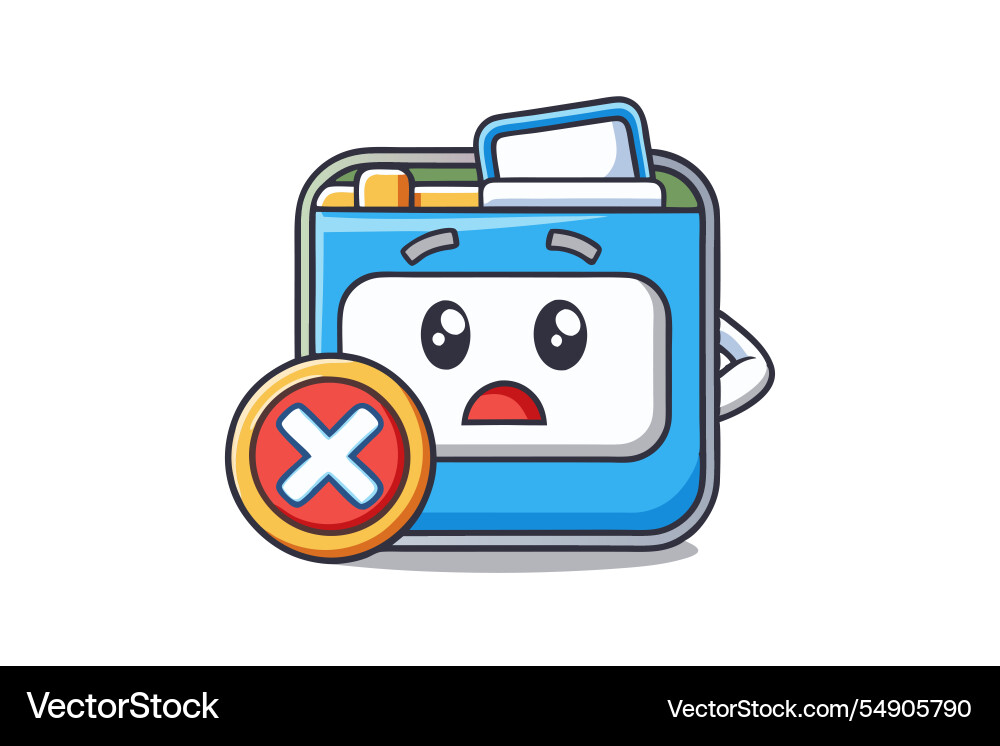 Cartoon folder with delete icon for file Vector Image