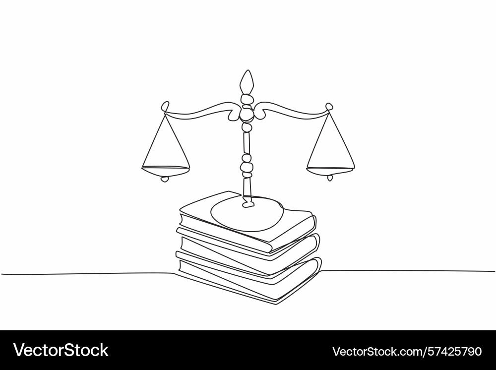 Continuous one line drawing scale on top of 3 Continuous one line drawing scale on top of 3 vector image