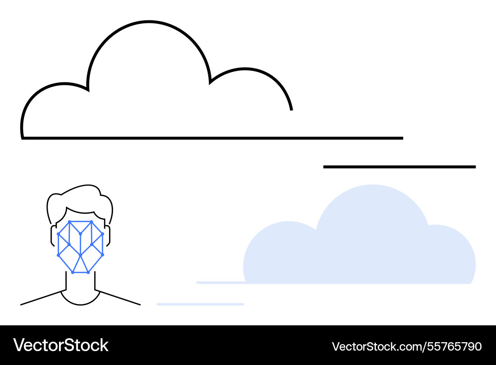 Facial recognition technology with cloud computing Vector Image