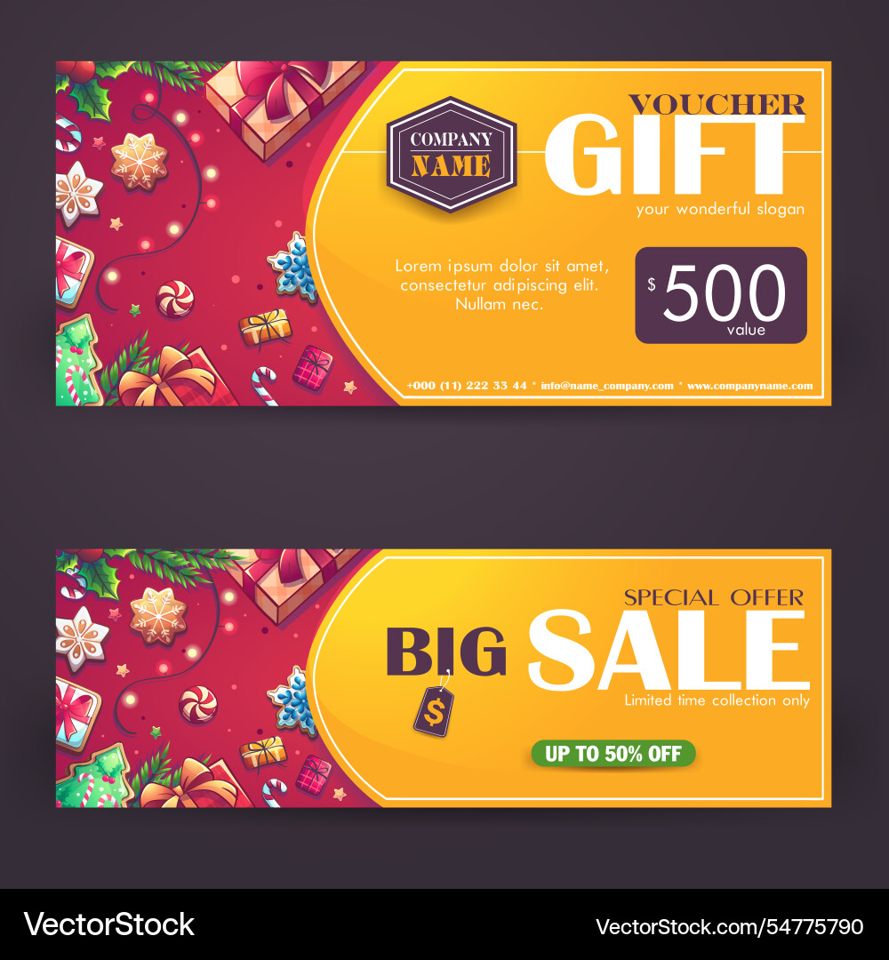 Gift vouchers template year pattern Gift vouchers template year pattern vector image