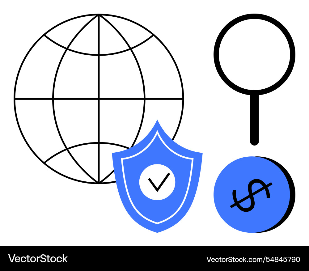 Global connectivity with security search Global connectivity with security search vector image