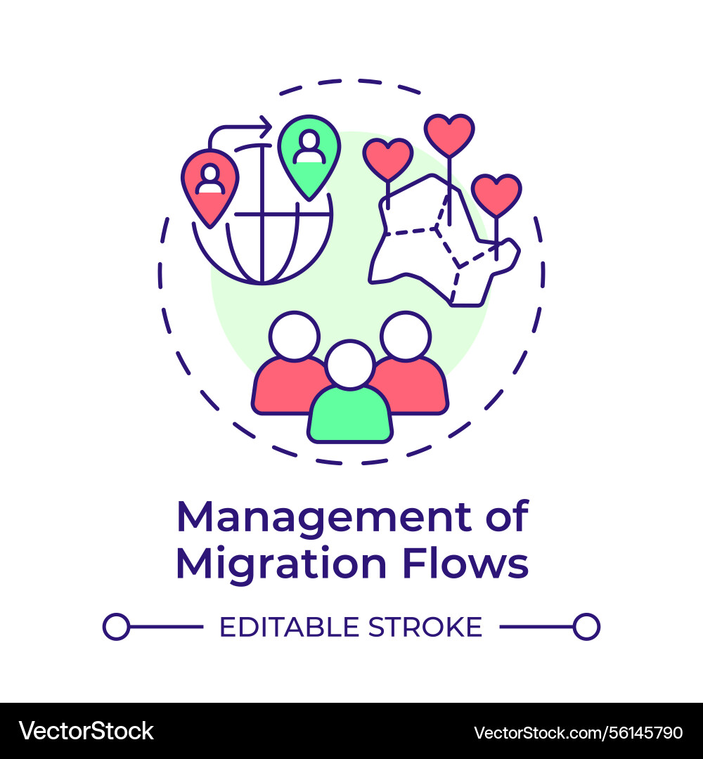 Management of migration flows multi color concept Management of migration flows multi color concept vector image