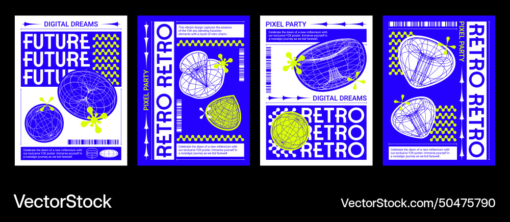 Poster and cover design layout in y2k style Vector Image