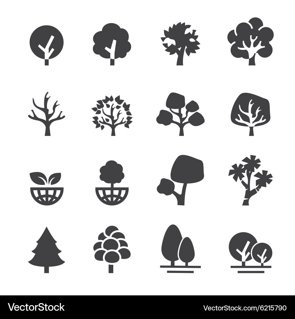 Tree Icon Set - Botanical Elements vector image