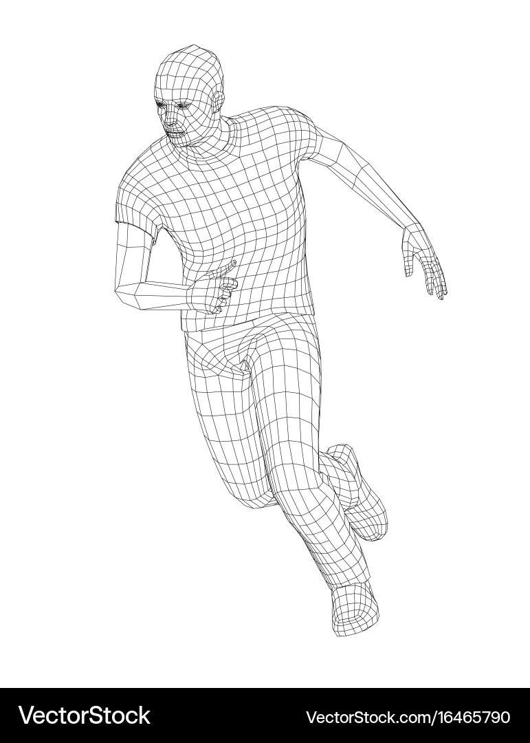 Wire frame running man vector image