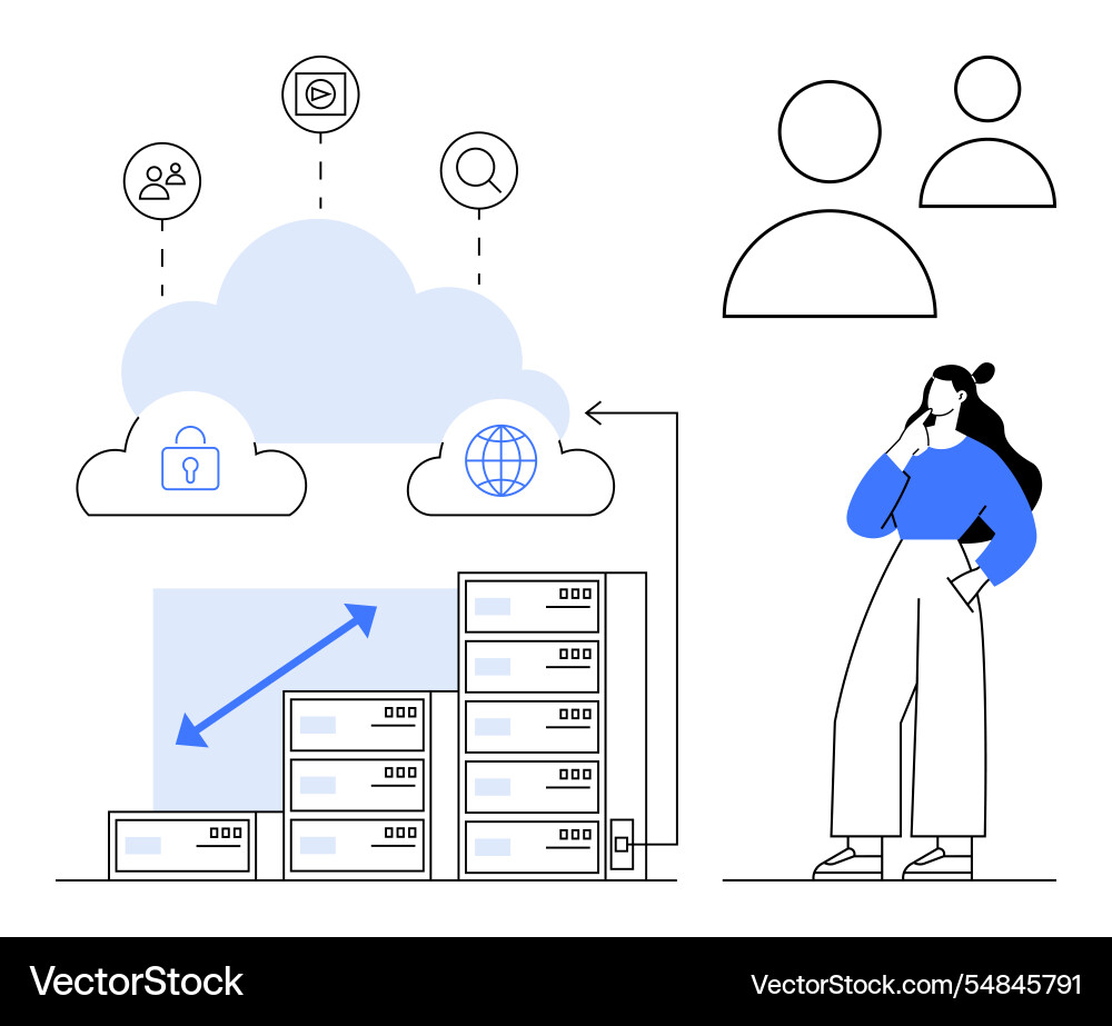 Cloud computing infrastructure with data servers Cloud computing infrastructure with data servers vector image