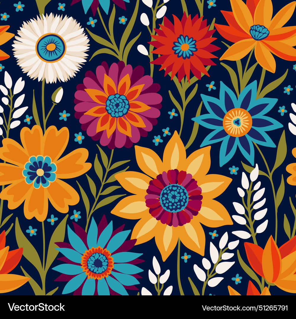 Floral seamless random pattern with colorful Vector Image