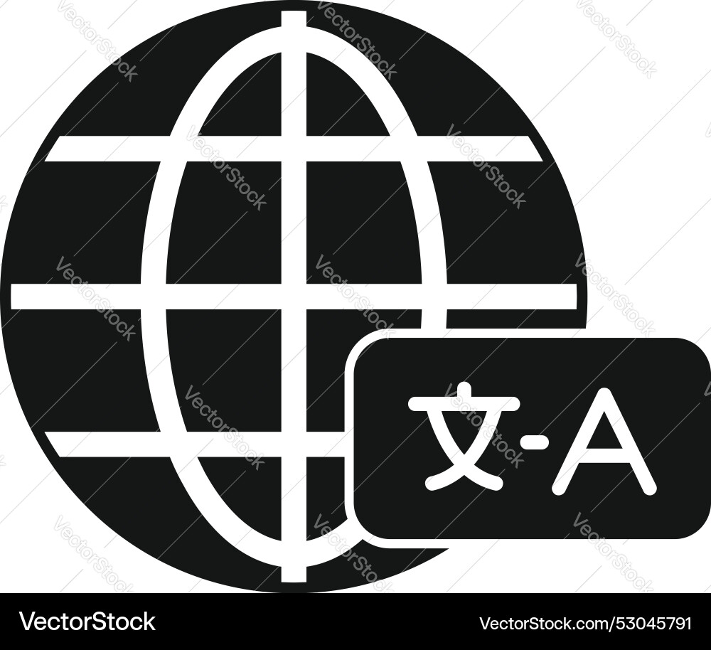 Global language translation icon showing vector image