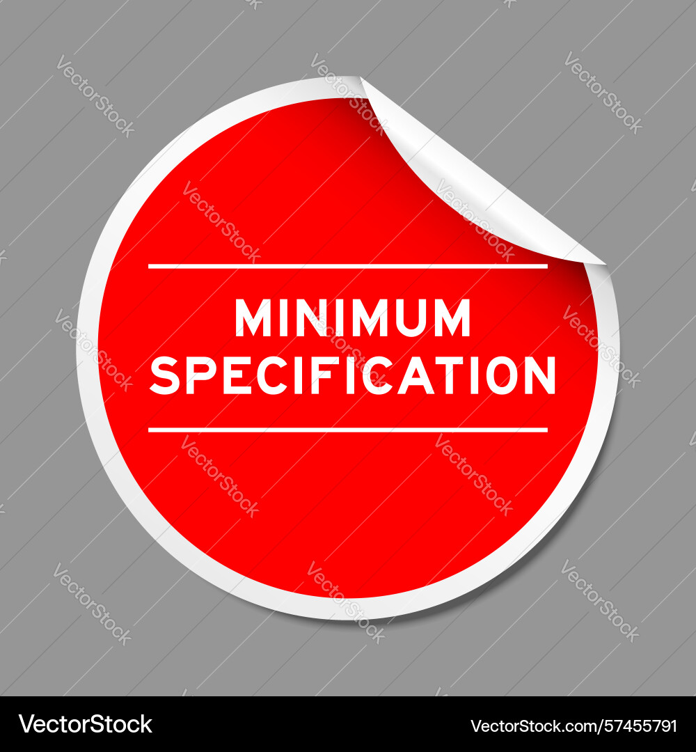 Red color peel sticker label with word minimum Vector Image