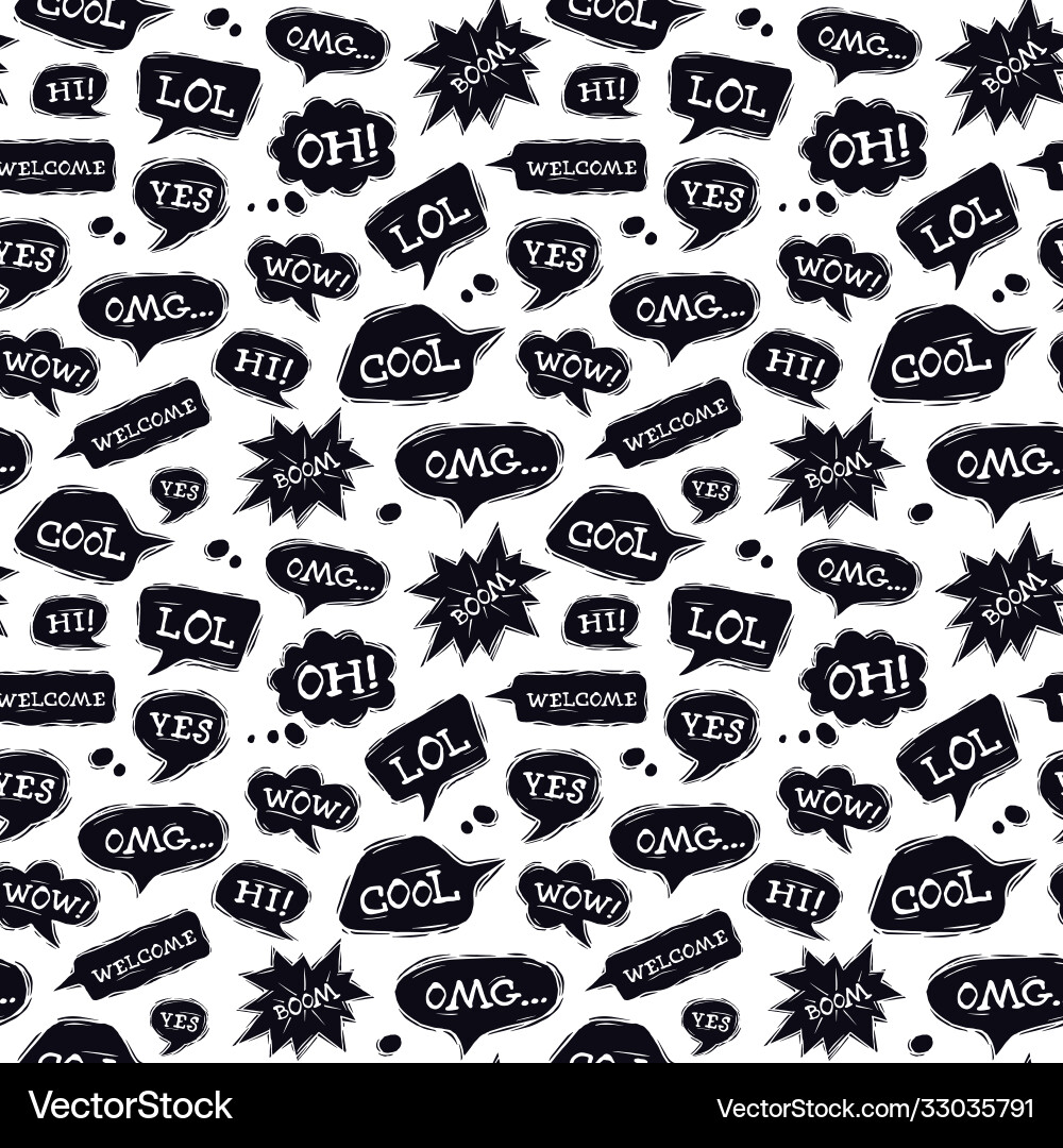 Speech bubble seamless pattern in linocut style Speech bubble seamless pattern in linocut style vector image
