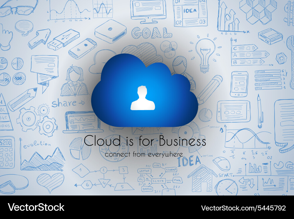 Cloud computing concept with infographics sketch vector image