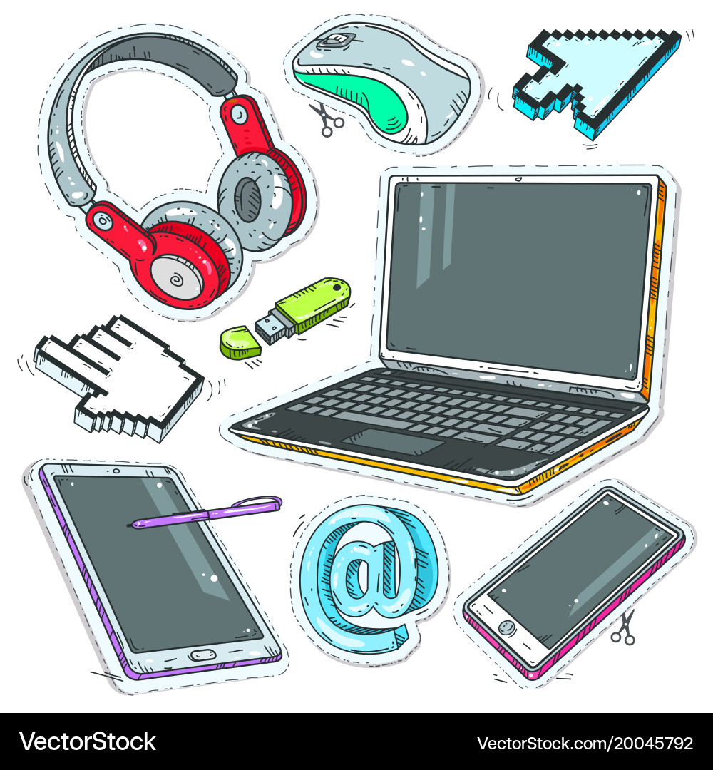 Colourful sticker computer internet pointers vector image