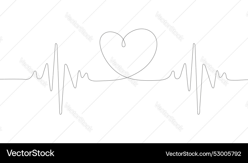 Continuous line representing a heartbeat Continuous line representing a heartbeat vector image