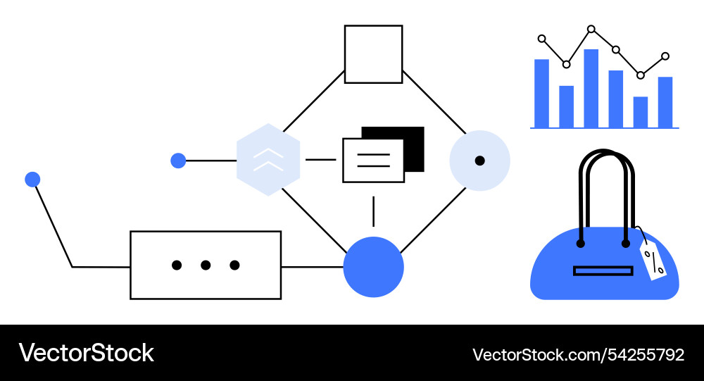 Data flow diagram featuring graphs documents Data flow diagram featuring graphs documents vector image