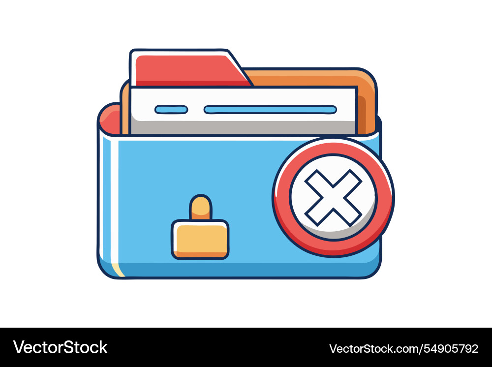 Digital folder icon with delete button colorful Vector Image