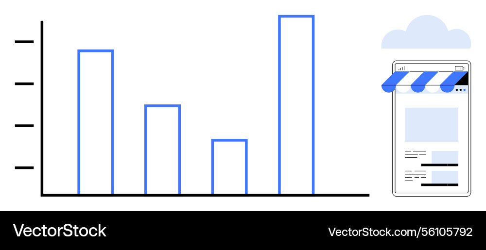 Growth visualization with bar chart and mobile Growth visualization with bar chart and mobile vector image