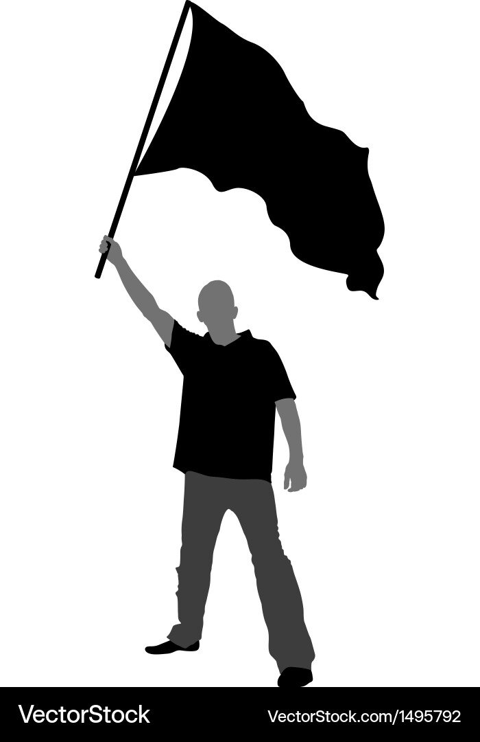 Man Holding Flag Silhouette vector image