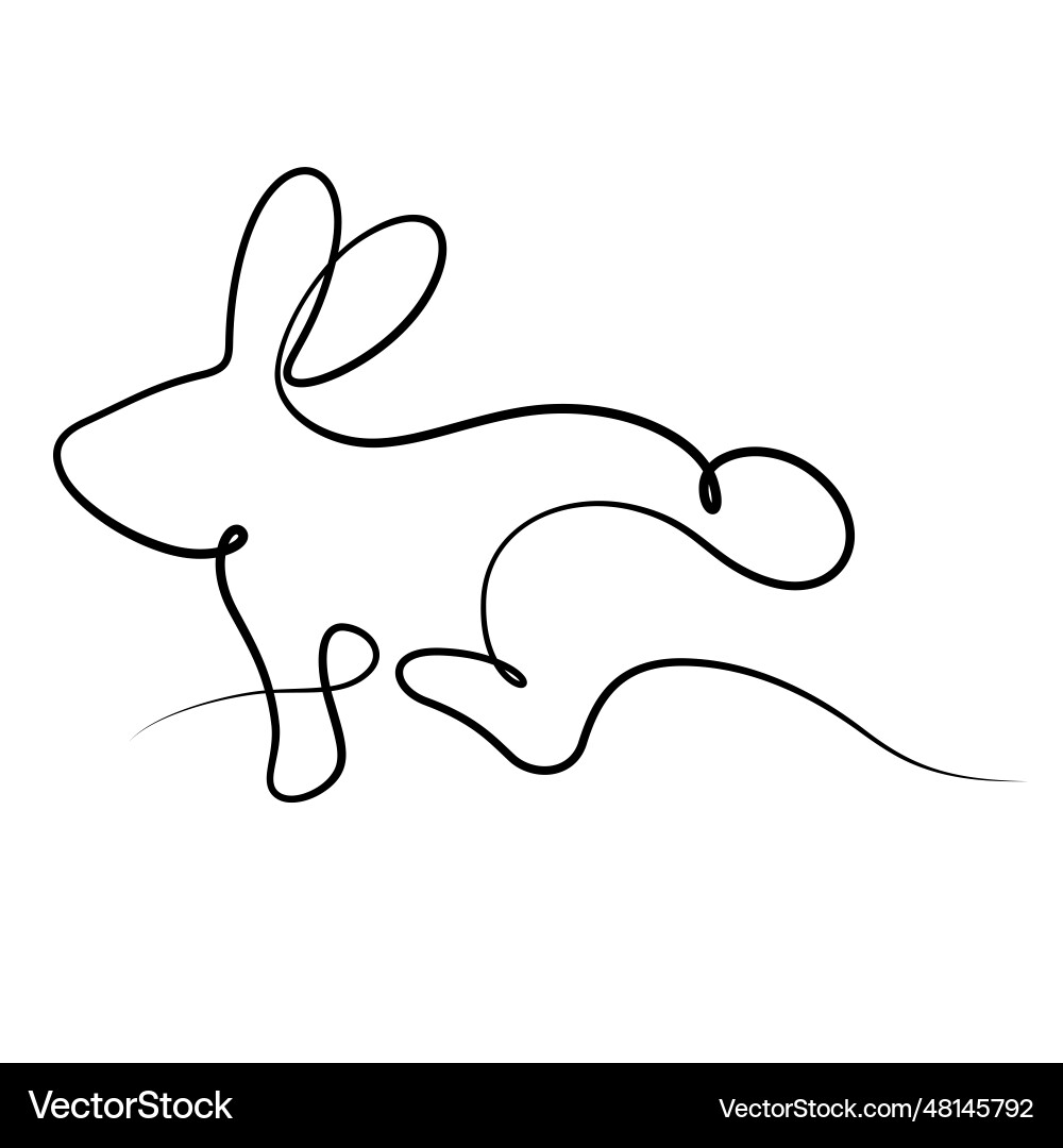 Rabbit continuous line drawing calligraph Rabbit continuous line drawing calligraph vector image