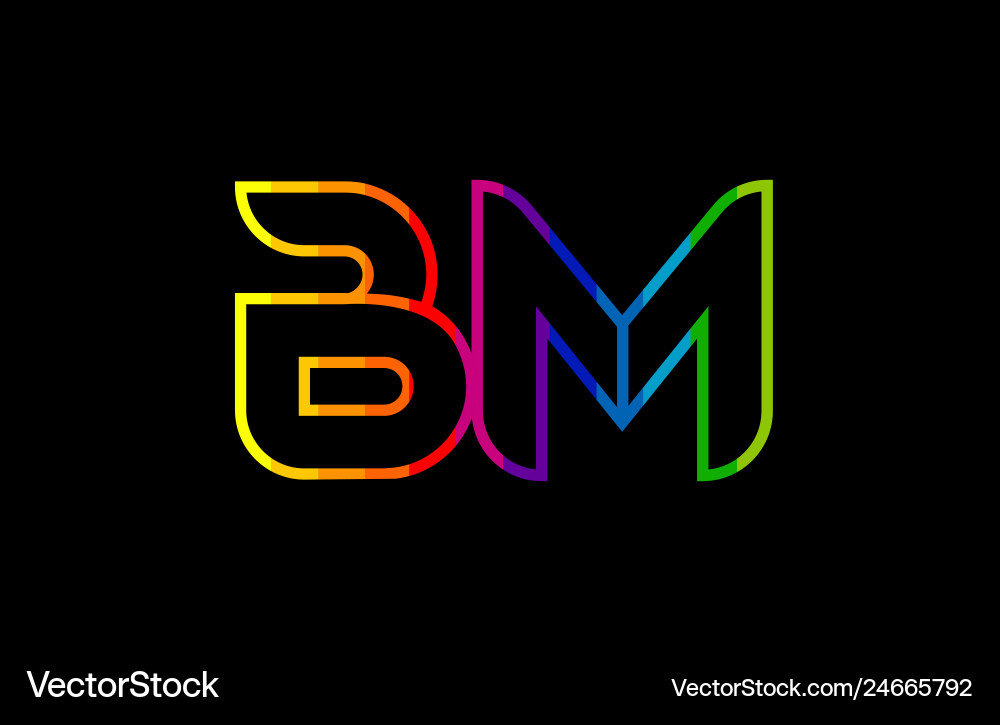 Rainbow Letter 'BM' Logo Vector Image