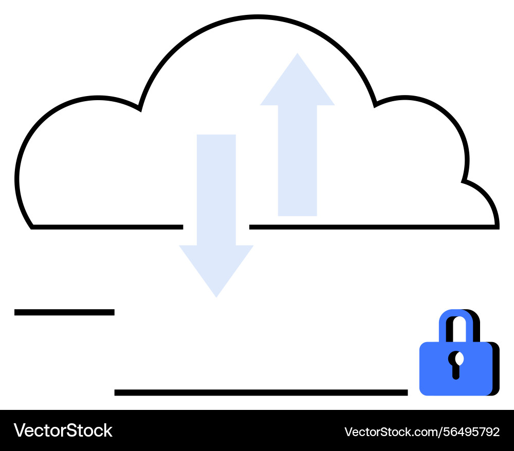 Secure cloud data transfer with upload Secure cloud data transfer with upload Vector Image