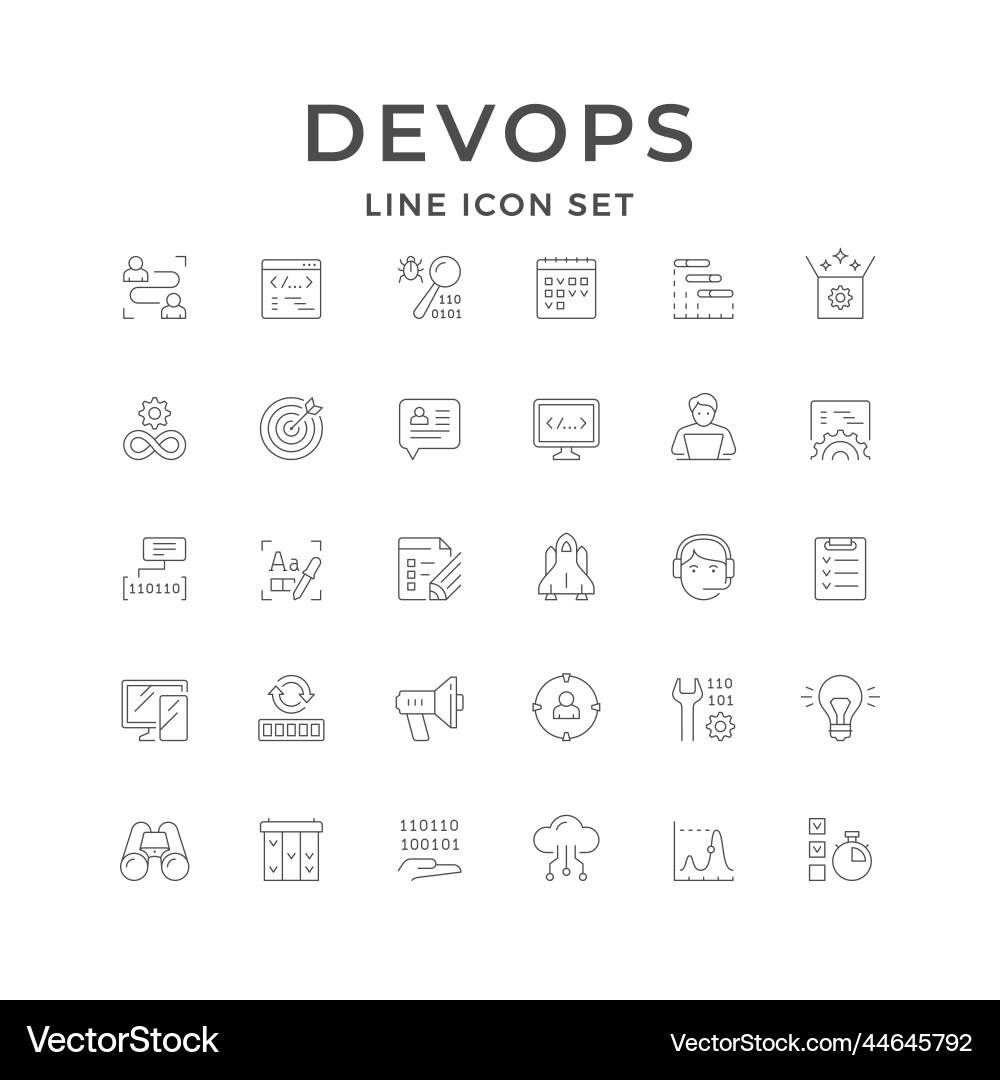 Set line icons of devops Set line icons of devops vector image