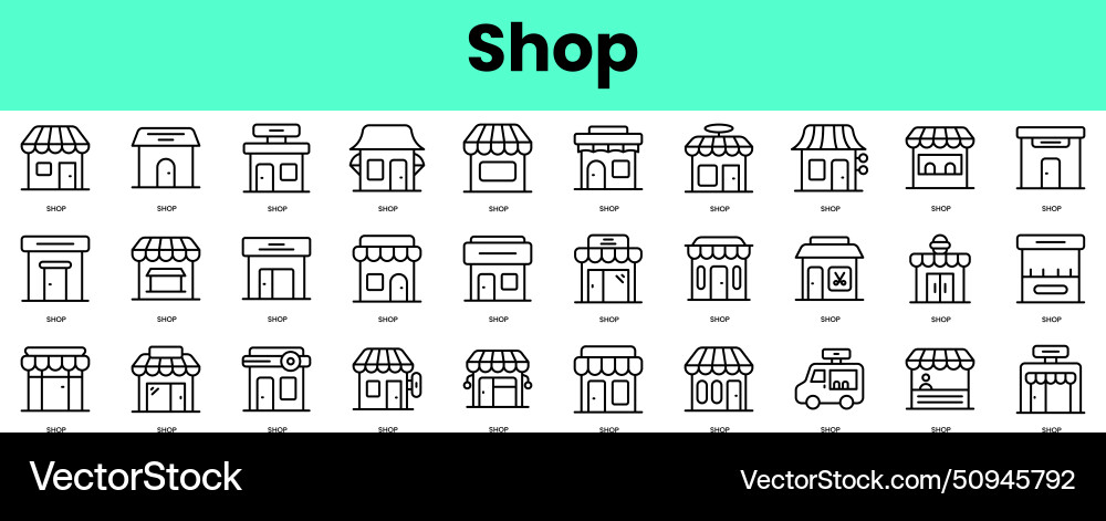 Set of shop icons linear style icon bundle Vector Image