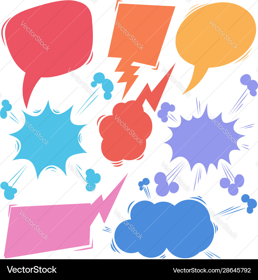 Set retro comic empty colored speech bubbles Vector Image