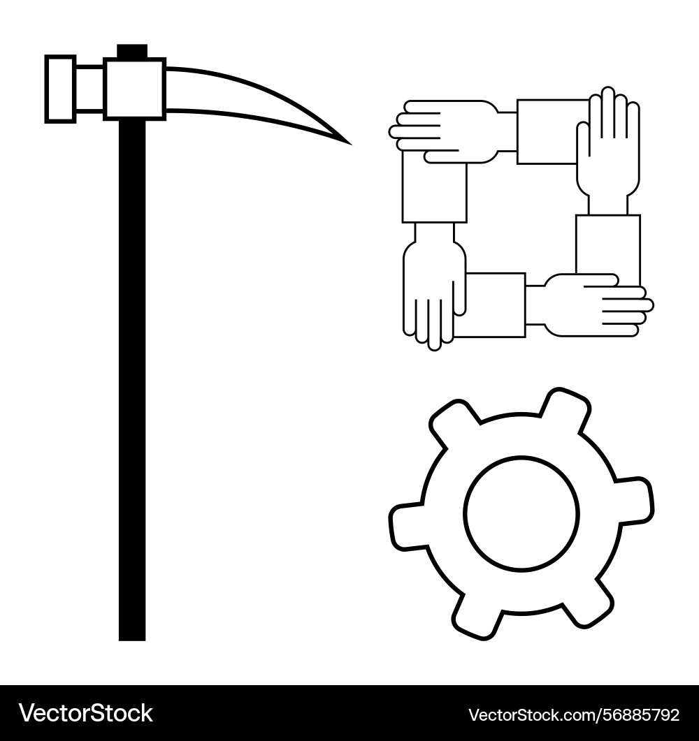 Unity and collaboration represented by tools Unity and collaboration represented by tools vector image