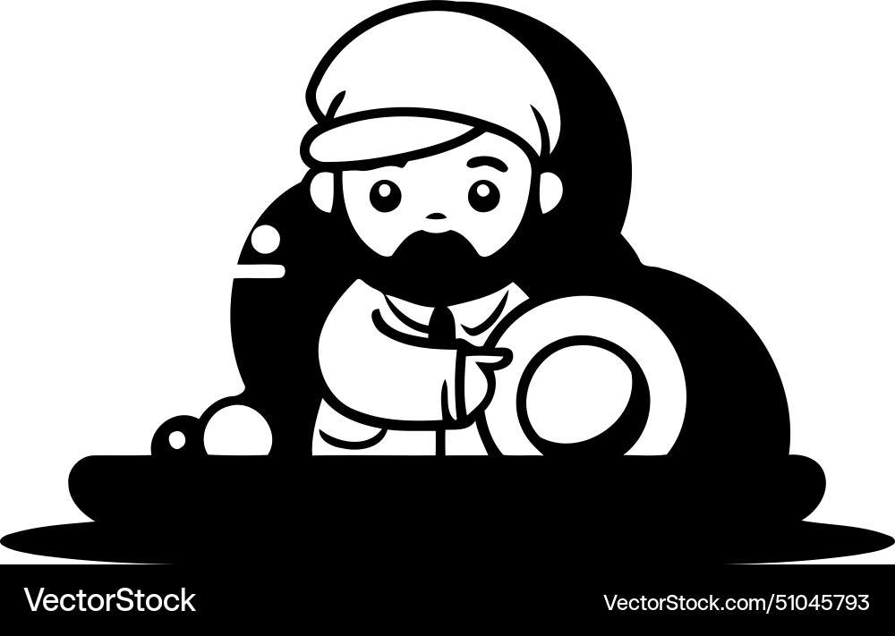 Chef with egg on the board in flat style Vector Image