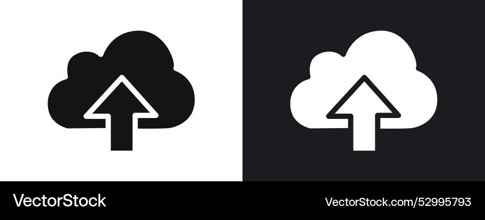 Cloud upload icon linear graphics set in black vector image