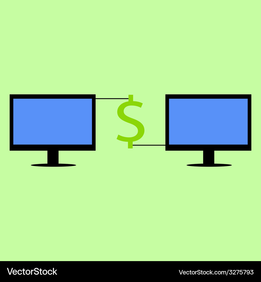 Flat style computers with dollar Vector Image