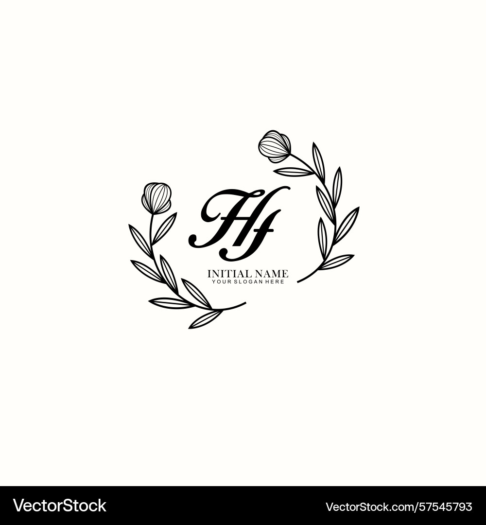 Floral hf initial logo collection for branding Vector Image