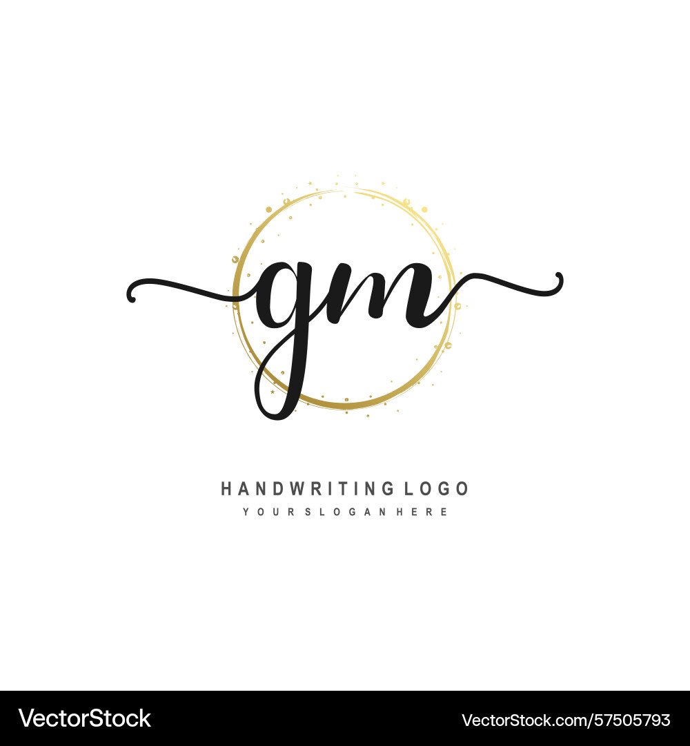 Gm initial handwriting logo with circular wave Vector Image