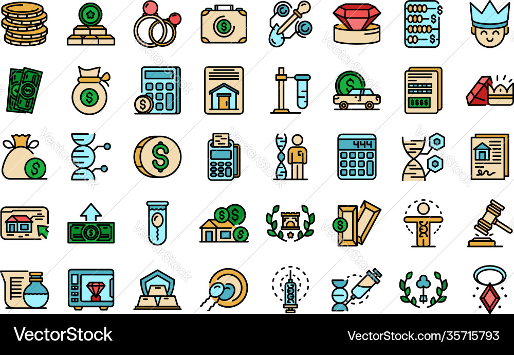Inheritance icons set flat Inheritance icons set flat vector image