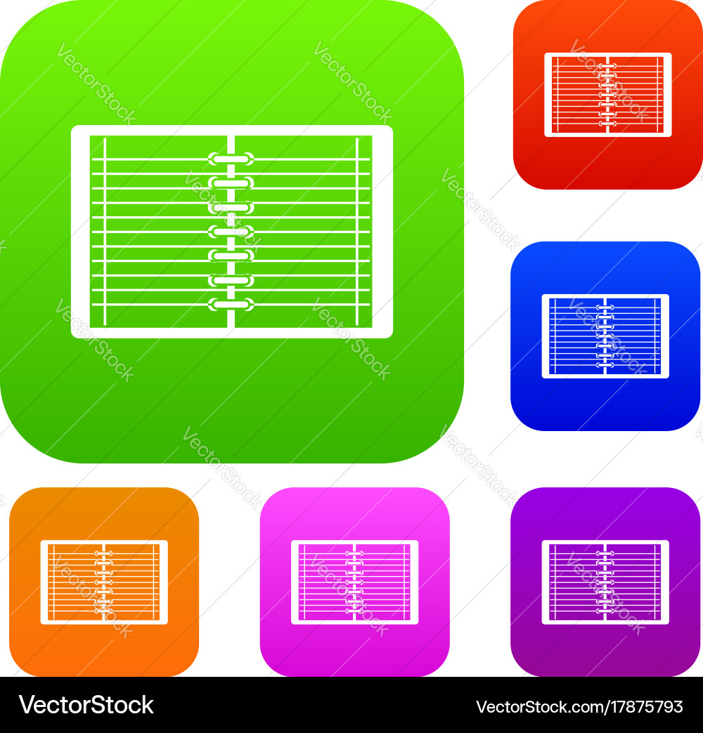 Open spiral lined notebook set color collection vector image