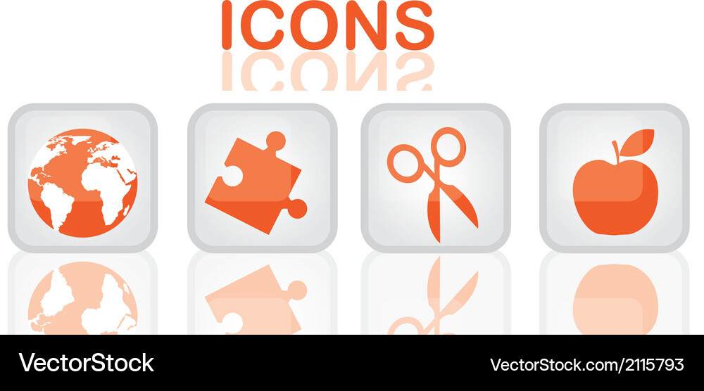 Orange elements icons over buttons web Vector Image
