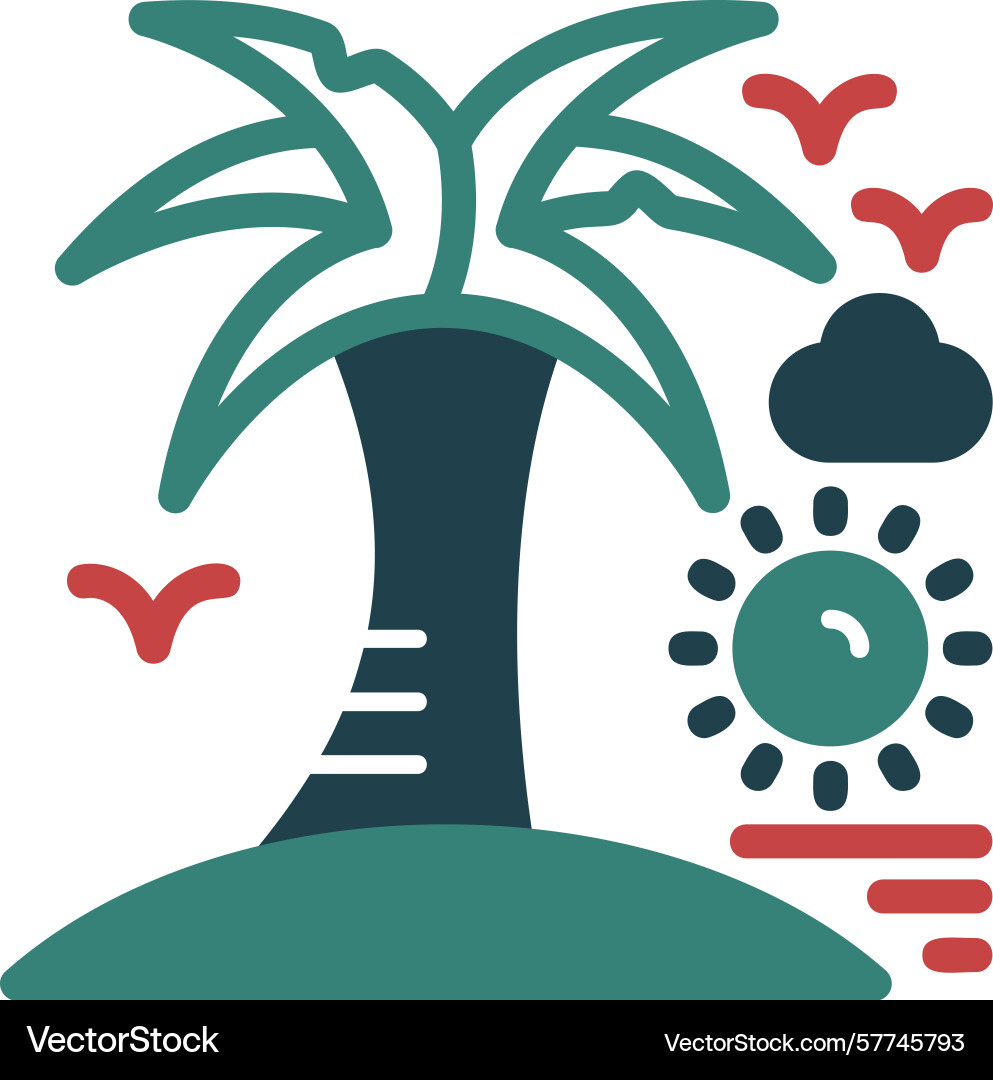 Palm tree glyph multi color icon Vector Image