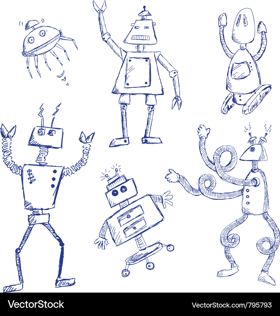 Robotic Doodles vector image