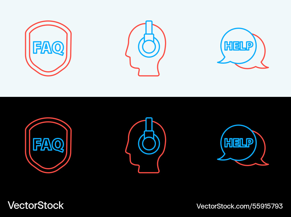 Set line speech bubble with text help shield faq vector image