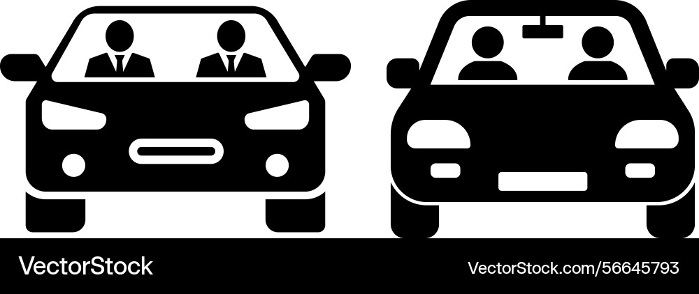 Two stylized cars with passengers Two stylized cars with passengers Vector Image